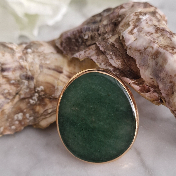Ring Aventurijn Ovaal Goud