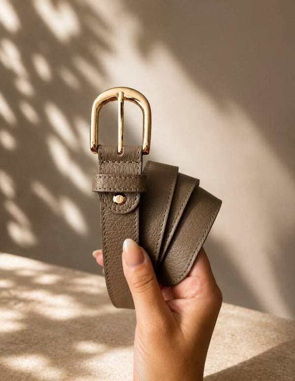 Kourtney  Belt | Taupe Leather
