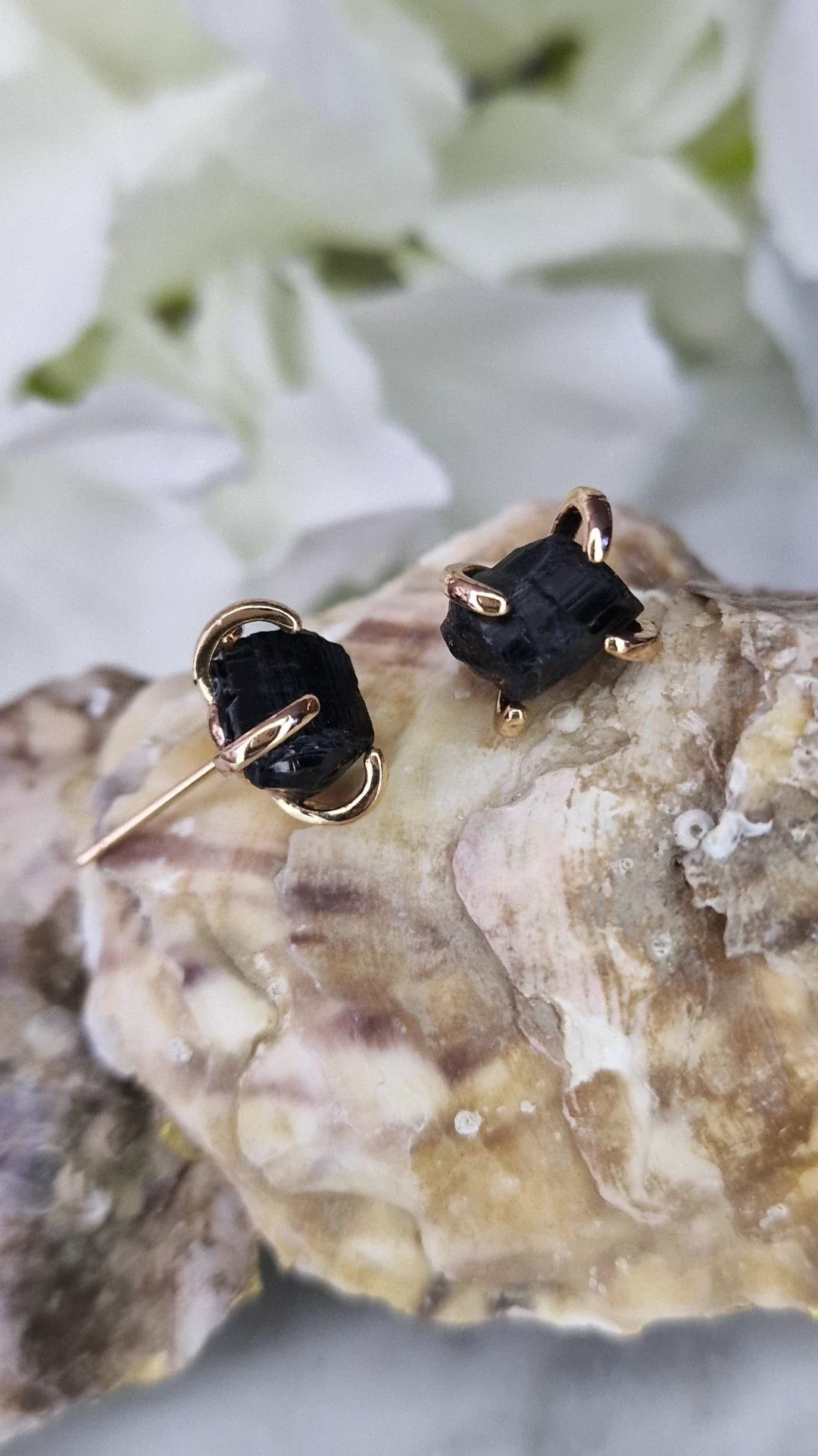 Earrings Double Gold Toermalijn