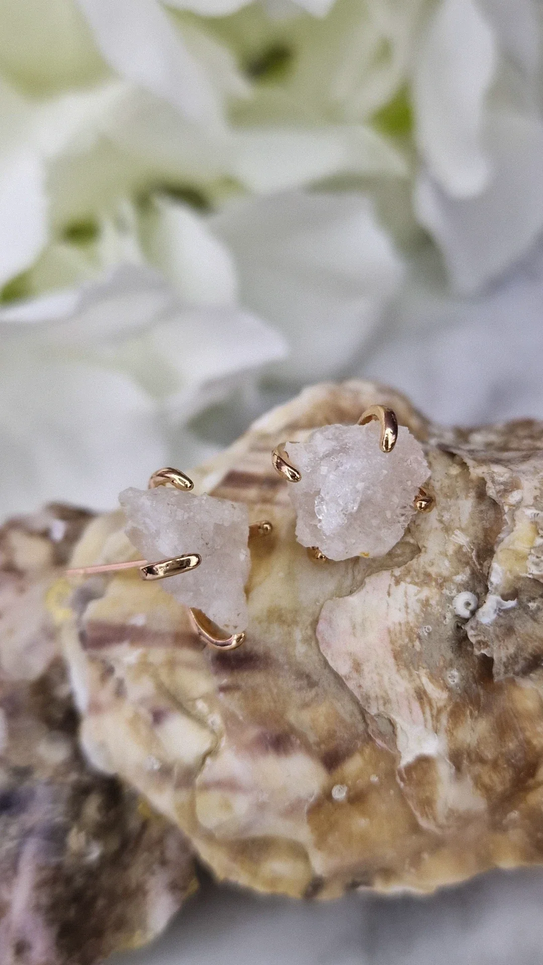 Earrings Statement Gold Bergkristal