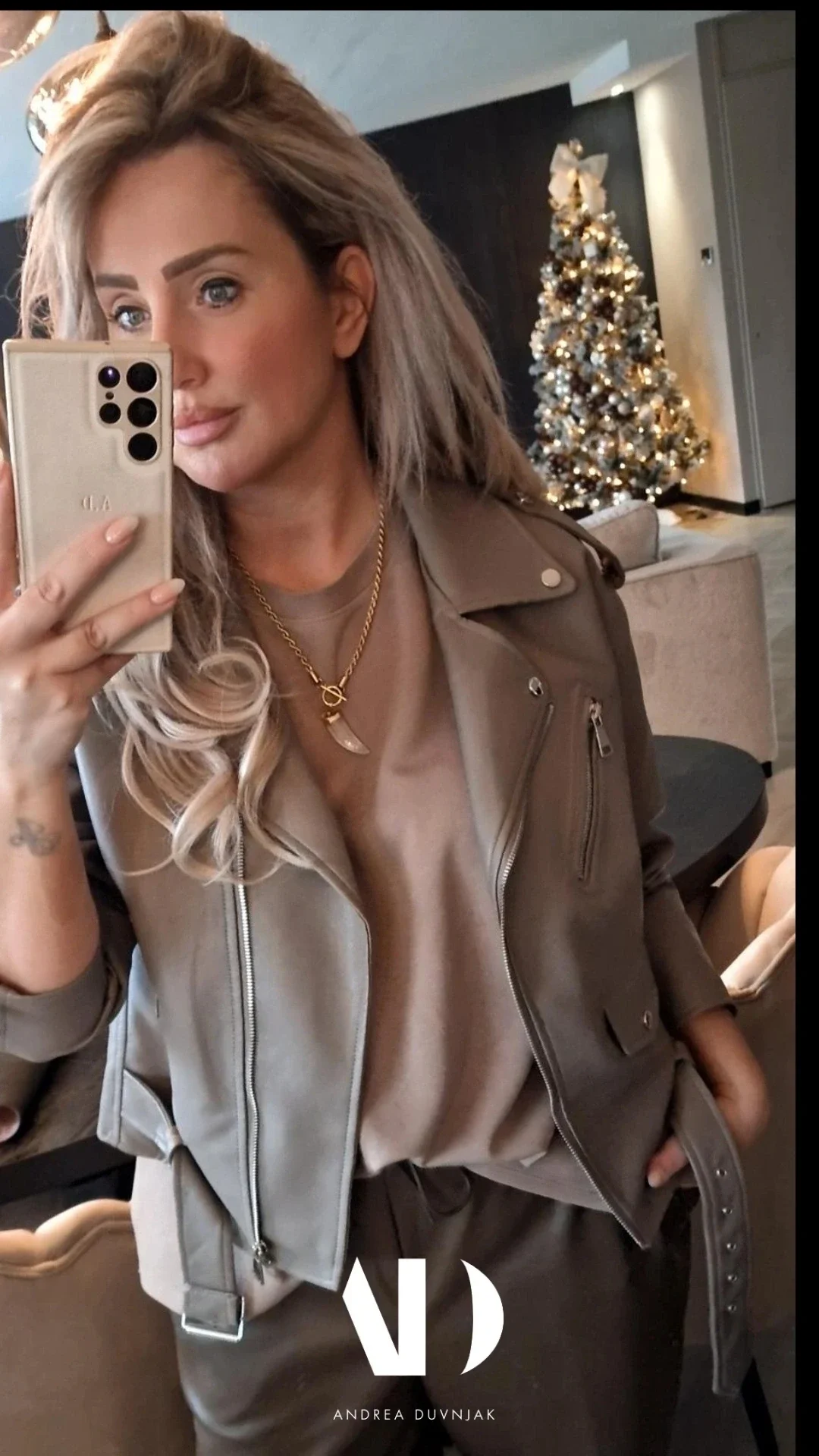 Oversized Greige Bikerjacket