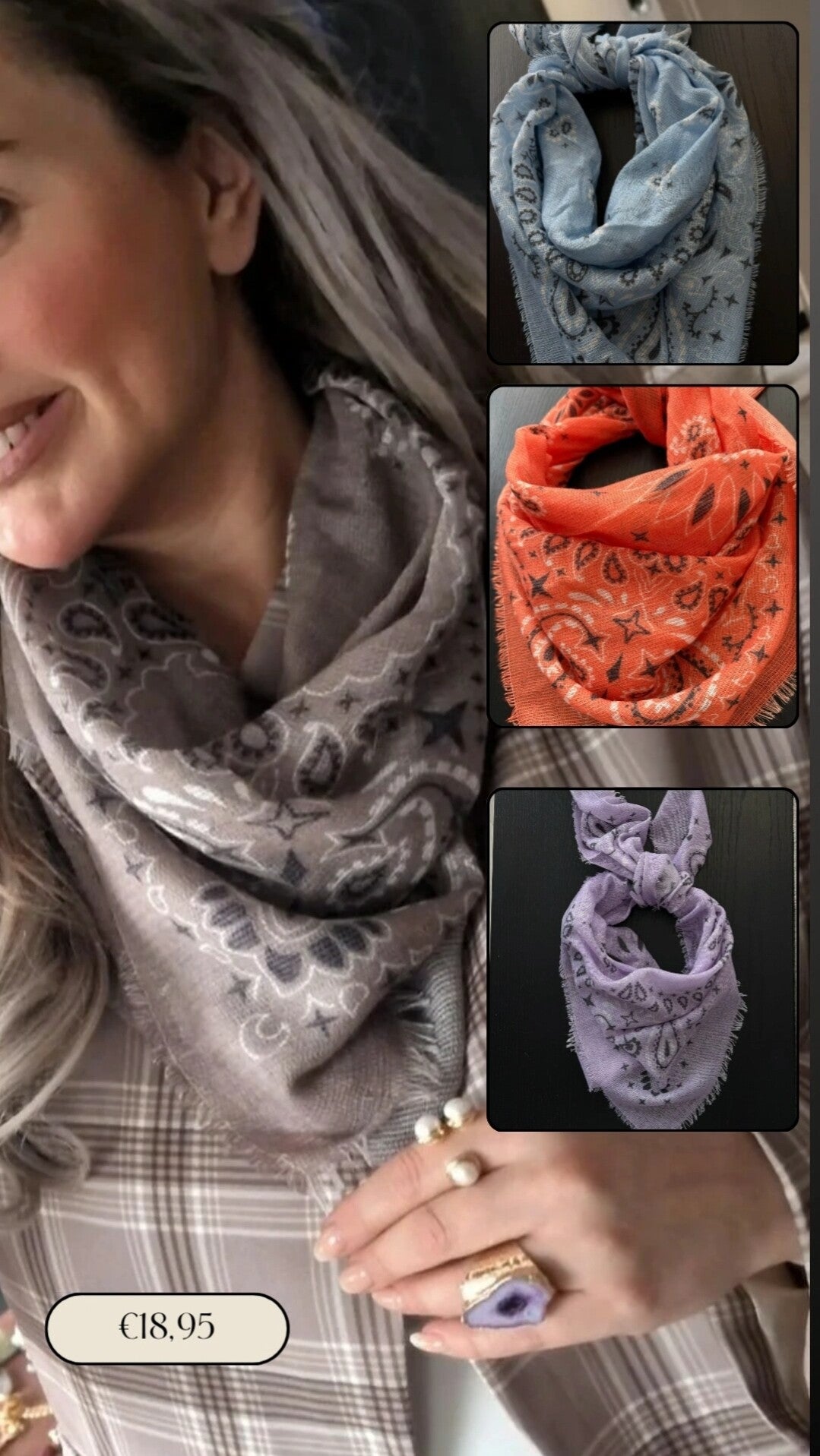 Bandana Scarf met Paisley print | koraal