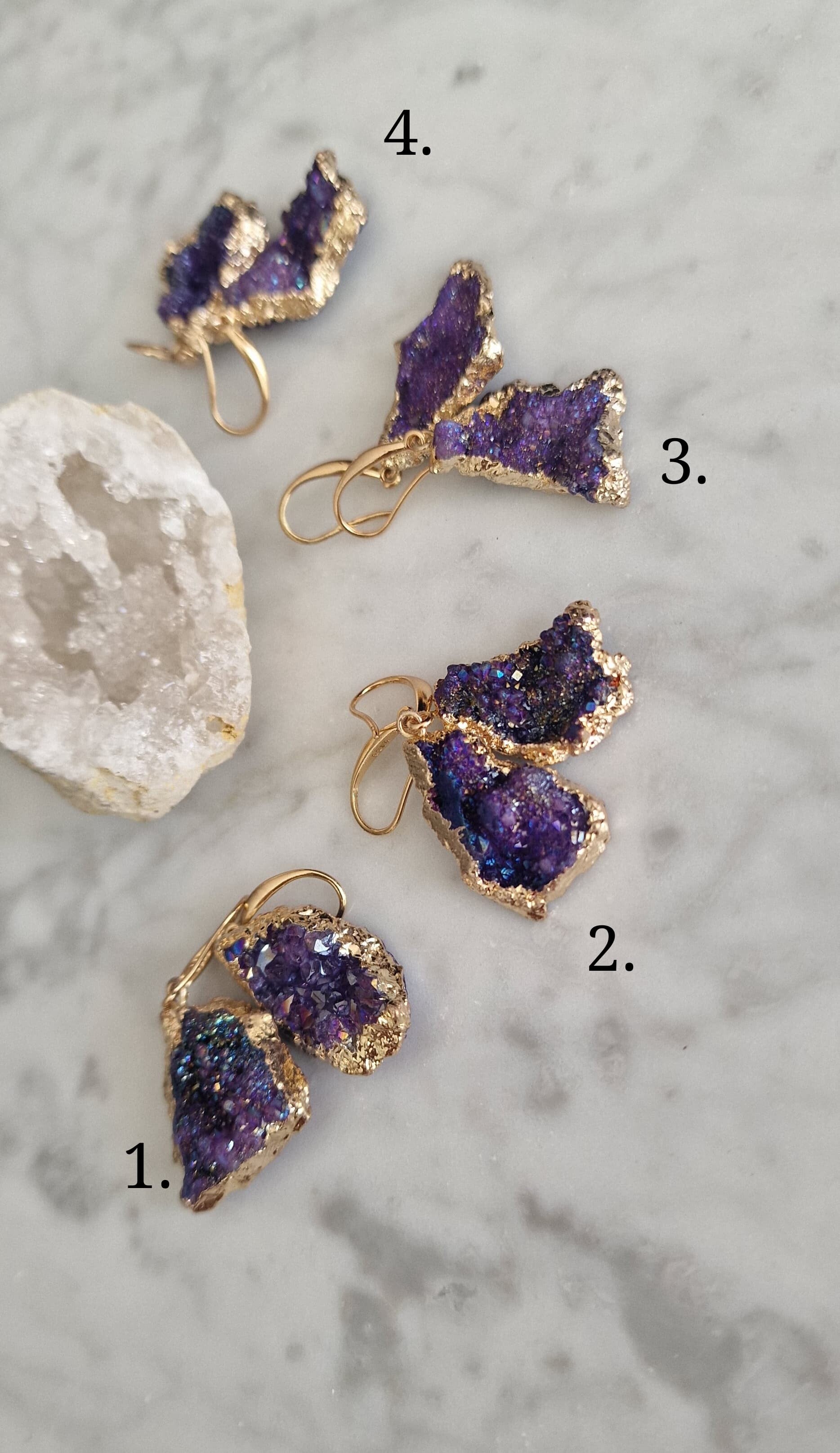 Earrings Goud Rainbow Purple