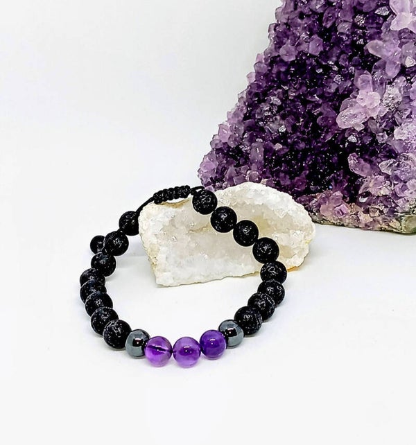 Bracelet Améthyste : 8mm réglable