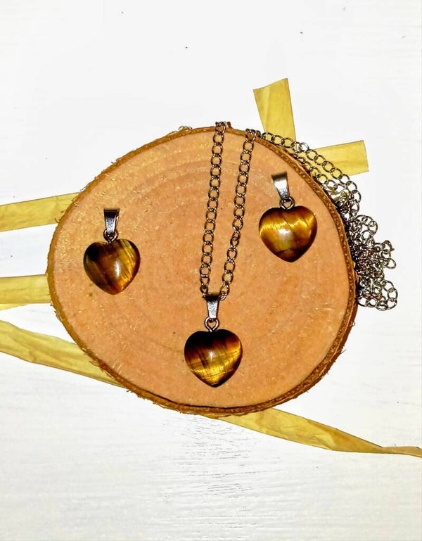 Pendentif cœur en Œil de tigre