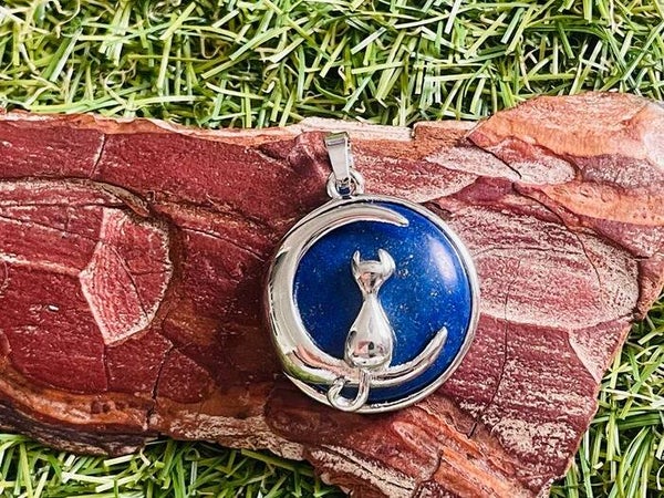 Pendentif chat en Lapis lazuli