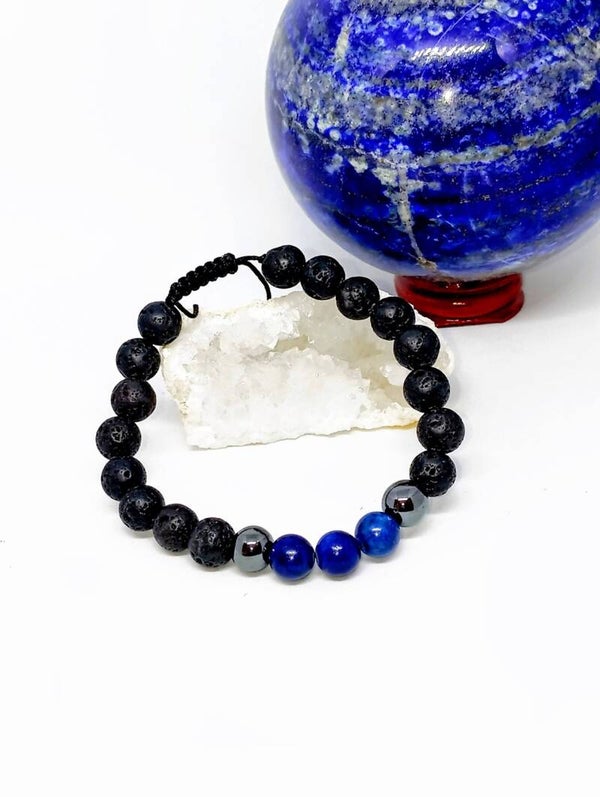 Bracelet Lapis-Lazuli : 8mm réglable
