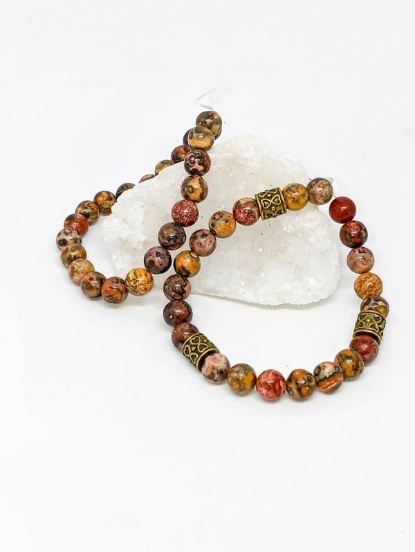 Bracelet Jaspe Léopard : 8mm