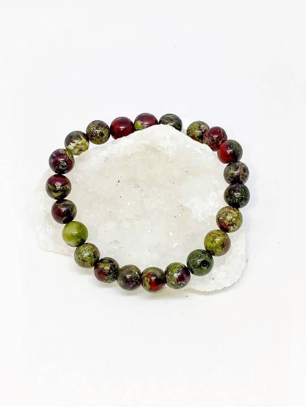 Bracelet "Balinor" : Jaspe sang de dragon 8mm