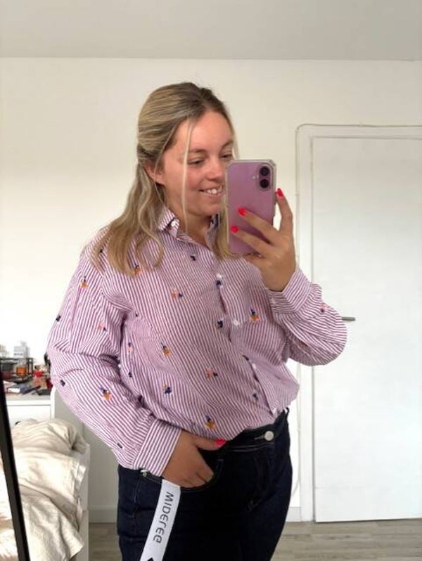 HEMD GESTREEPT MET BLOEMEN