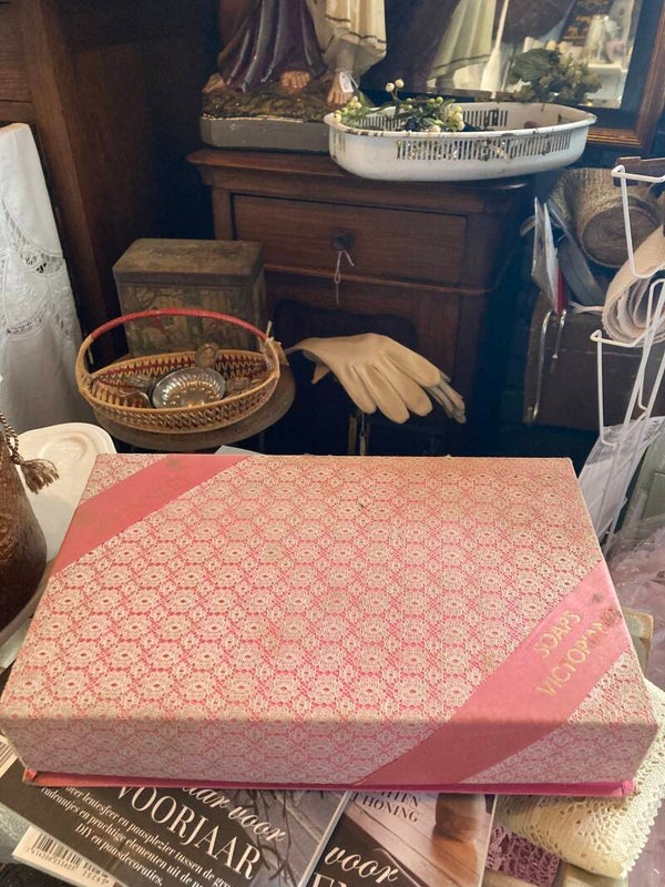 Vintage zeepdoos in het roze