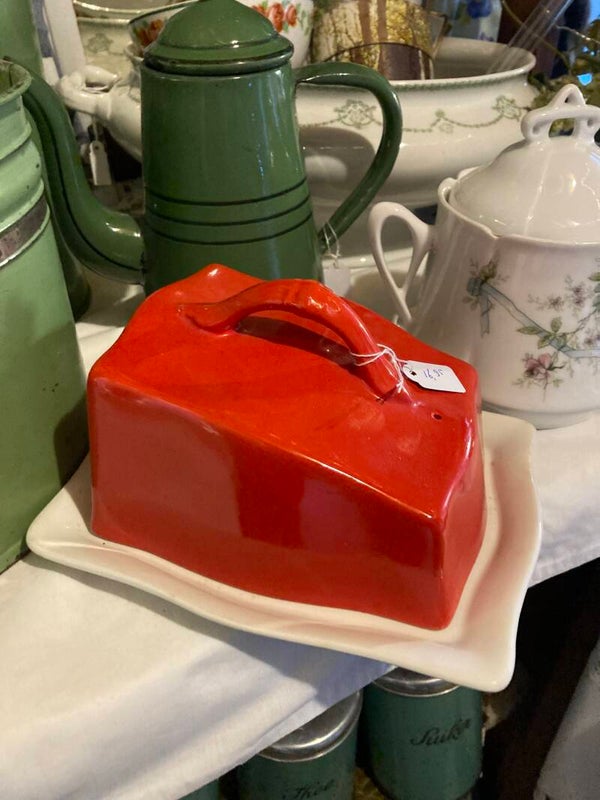 Botervloot vintage rood met wit