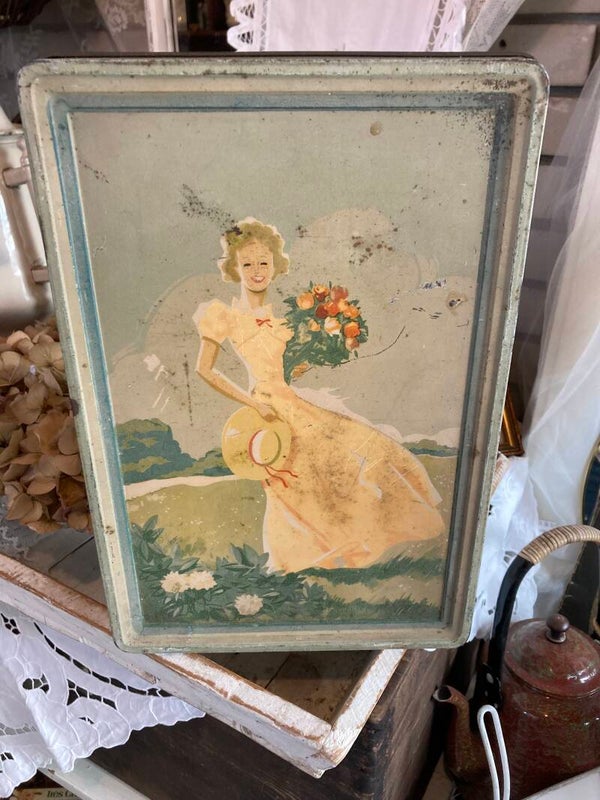 Vintage blik met Dame