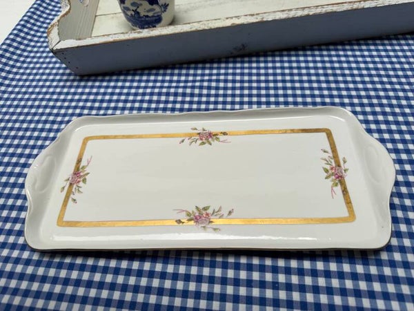 Cake schaal wit goud en roze bloemetjes