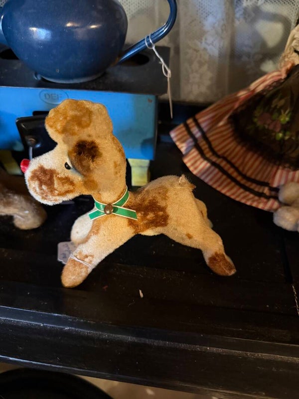 Hondje kinderspeelgoed jaren 50 flock