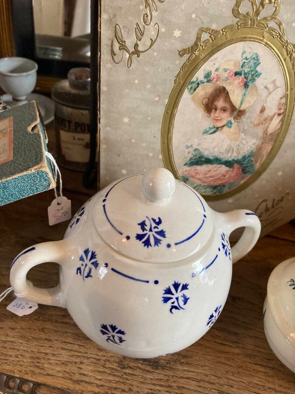 Belgische suikerpotje met blauw