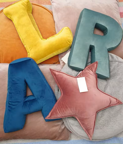 Velvet Letter Cushion -  Blue