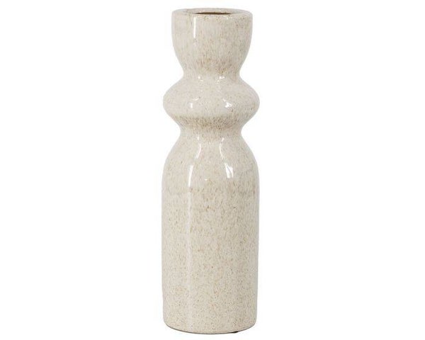 Vaas eigentijds design beige kleur hoog 29,5 cm