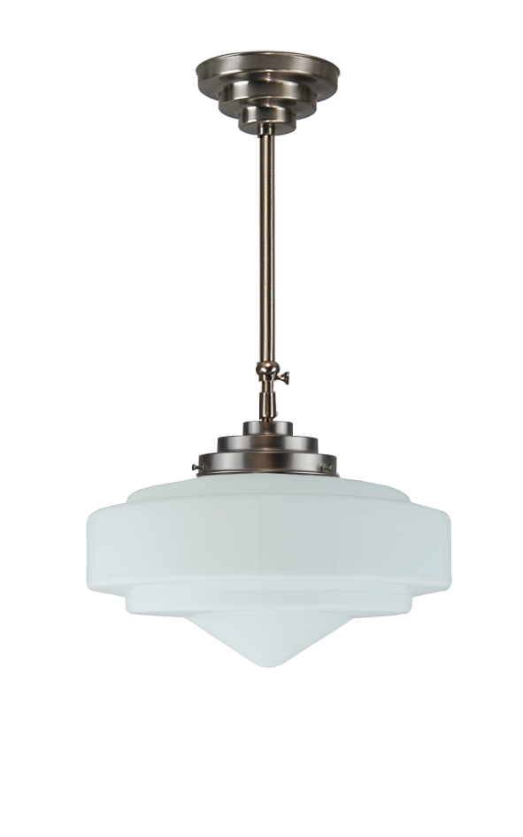 Art deco hanglamp mat nikkel/opaal melkglas ⌀ 35 cm