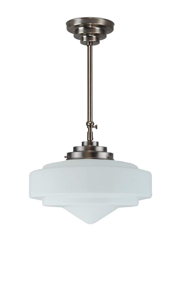Art deco hanglamp mat nikkel/opaal melkglas ⌀ 35 cm