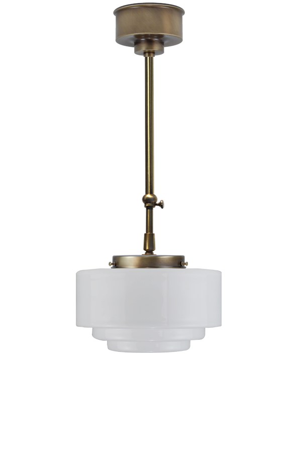 Art deco hanglamp oud messing melkglas ⌀ 25 cm