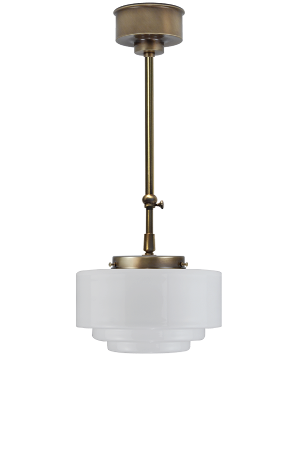 Art deco hanglamp oud messing melkglas ⌀ 25 cm