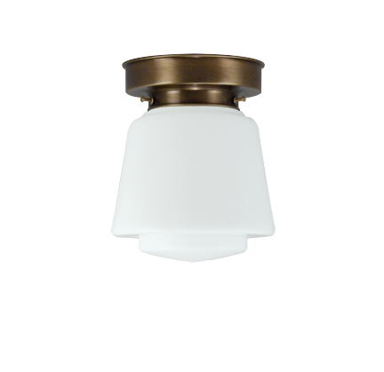 Art deco Plafondlamp oud messing/opaal melkglas ⌀ 16 cm