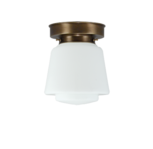 Art deco Plafondlamp oud messing/opaal melkglas ⌀ 16 cm