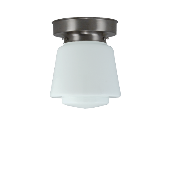 Art deco Plafondlamp mat nikkel/opaal melkglas ⌀ 16 cm