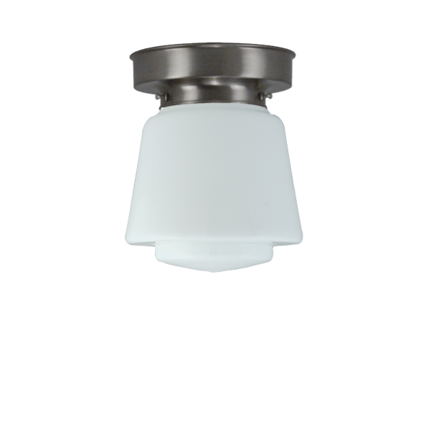 Art deco Plafondlamp mat nikkel/opaal melkglas ⌀ 16 cm