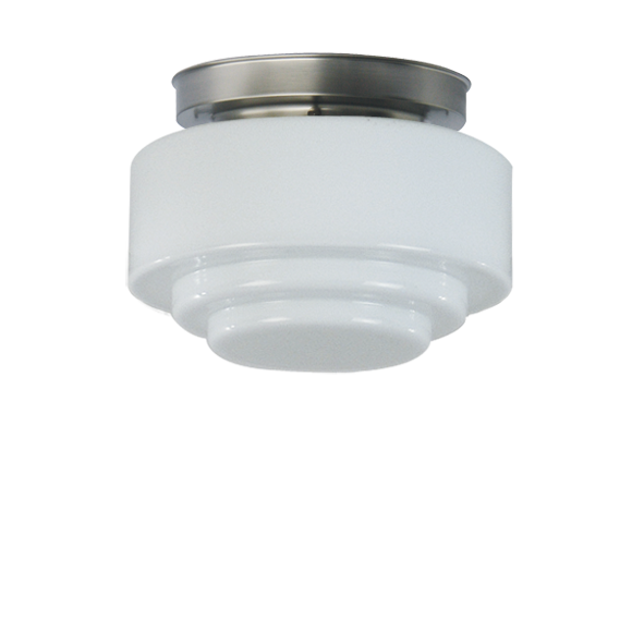 Art deco Plafondlamp mat nikkel/opaal melkglas ⌀ 30 cm