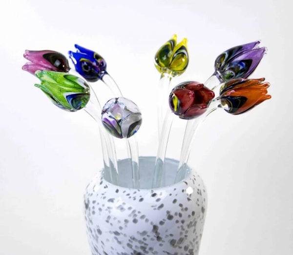Losse tulpen mondgeblazen Boheems gekleurd glas