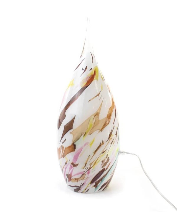 Vaaslamp 45 cm hoog mondgeblazen Boheems gekleurd glas