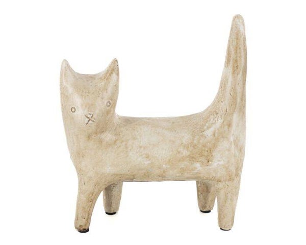 Kattenbeeld speels design kleur beige hoog 18 cm