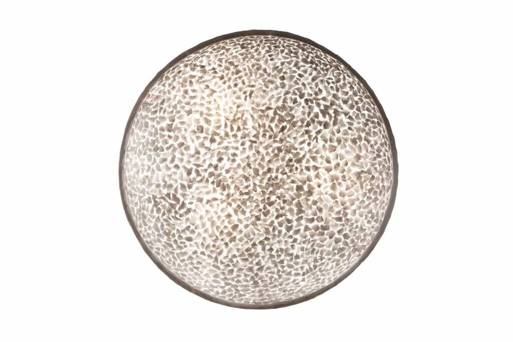 Grote schelpen plafondlamp platte schaal parelmoer wit Ø 60 cm