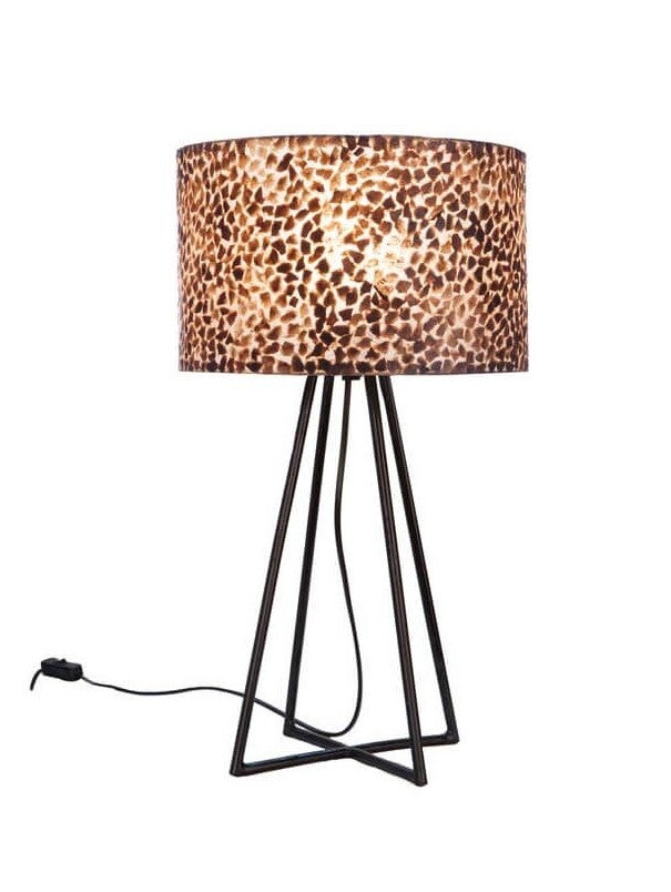 Schelpen tafellamp zwart/beige/bruin/goud hoog 50 cm