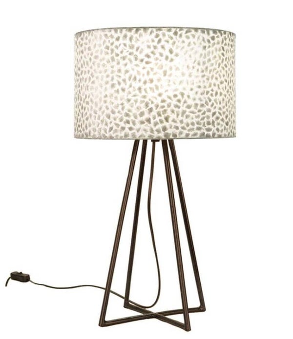 Schelpen tafellamp zwart/wit/parelmoer hoog 50 cm
