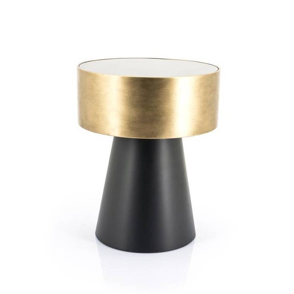 Koffie-bijzettafel rond zwart/oud goud