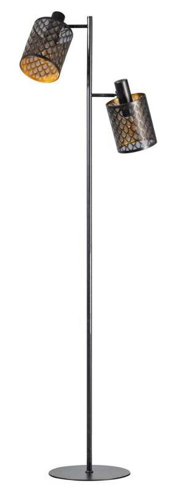 Vloerlamp 2 lichts zwart/goud