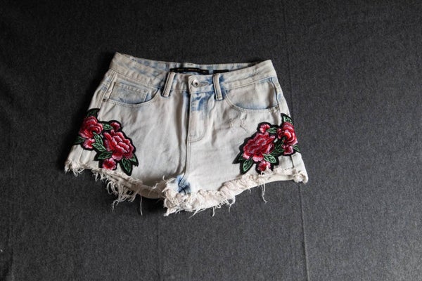 Spijkershort met rozen