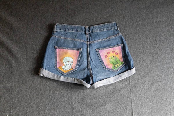 High waist spijkershort met Kitta art