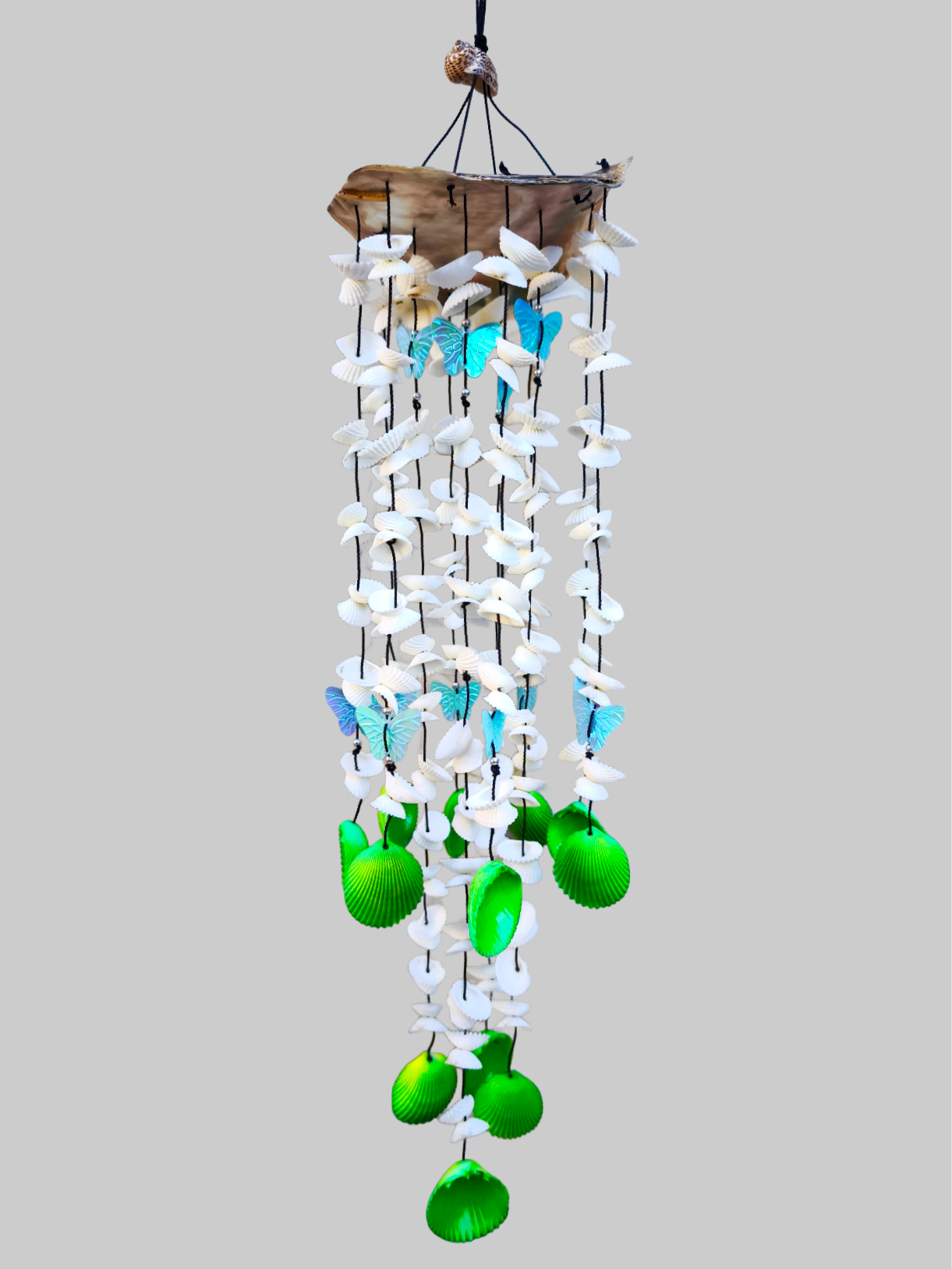 Dekorativer Gartenaufhänger Windspiel Muscheln, Deko Handgefertigt