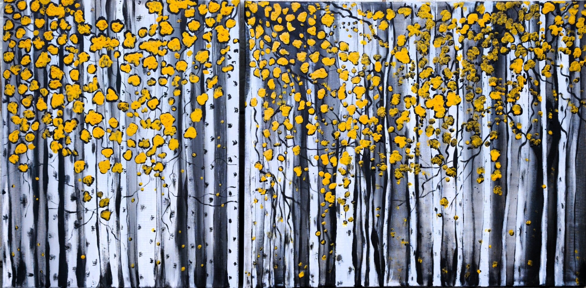 Acryl Gemälde "Birkenwald" 100 x 50 cm