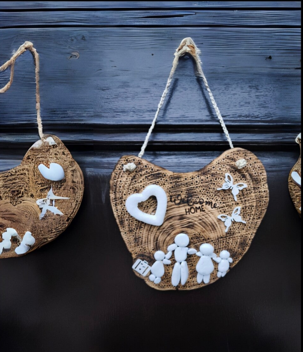 Türschild, Türhänger, Holz aufhänger "Wilkommen" Naturholz