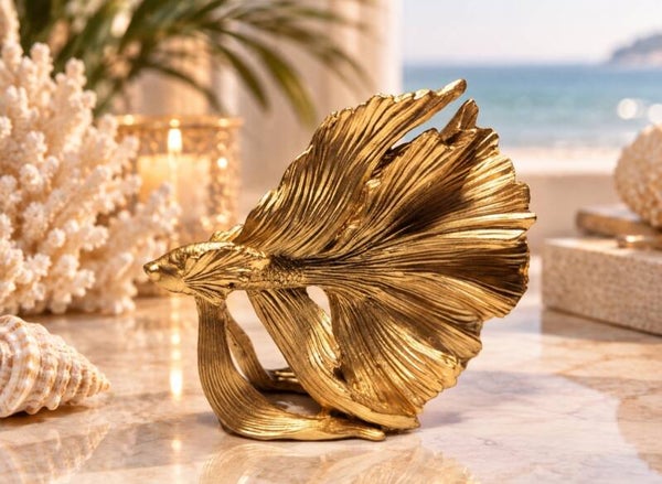 Edle Deko Figur -  Gold Fisch