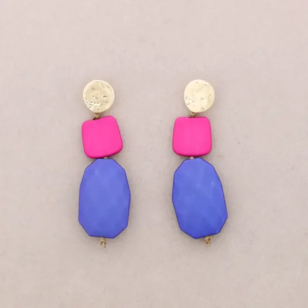 Oorbellen met harskralen - roze blauw