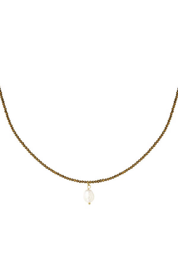 SALE Ketting pearl pendant - brown