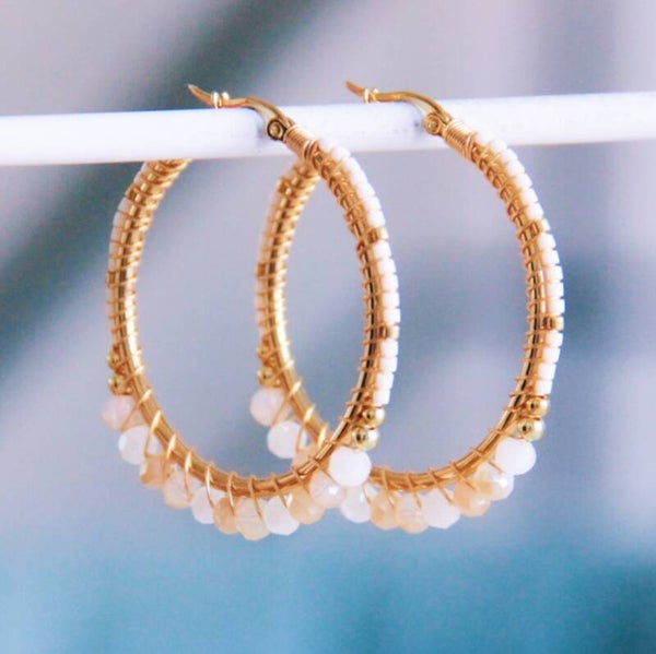 Bazou ronde gefacetteerde Miyuki oorringen - nude