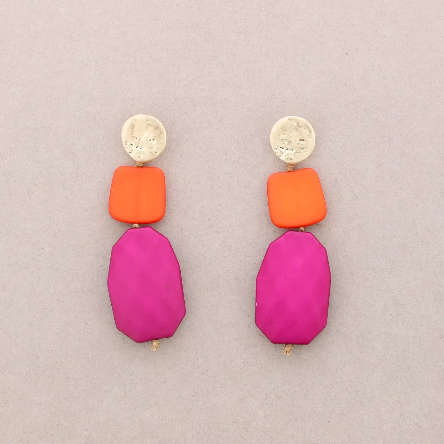Oorbellen met harskralen - roze oranje