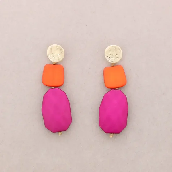 Oorbellen met harskralen - roze oranje